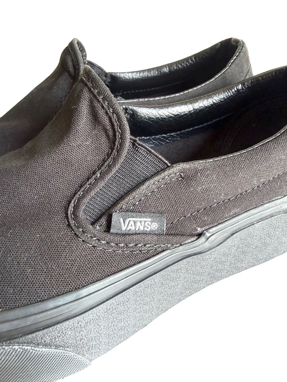 Vans Classic Slip-On Stackform Triple Black Platform Sneakers Sz 7.5W/6M EUC - Picture 12 of 15